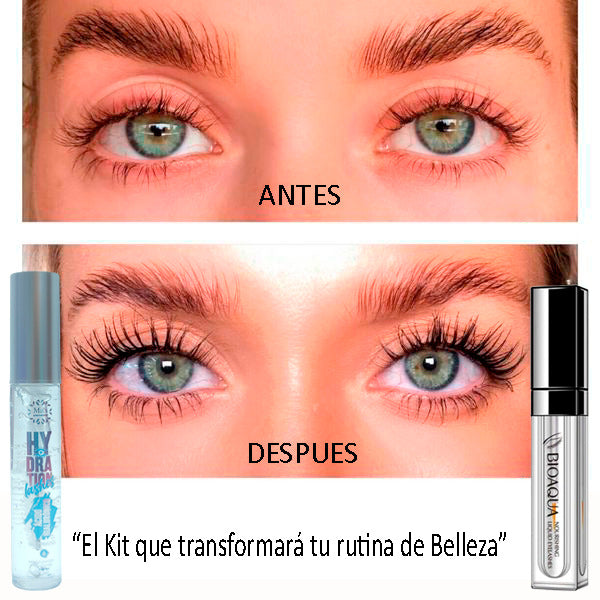 ¡Deja de soñar con pestañas largas y hazlo realidad! Kit de Tratamiento Completo Alargador y Engrosador de Cejas y Pestañas (Acido Hialurónico + Colágeno + Biotina)