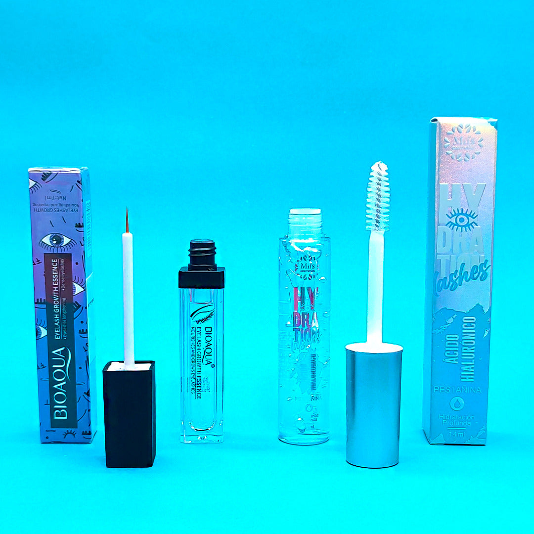 ¡Deja de soñar con pestañas largas y hazlo realidad! Kit de Tratamiento Completo Alargador y Engrosador de Cejas y Pestañas (Acido Hialurónico + Colágeno + Biotina)